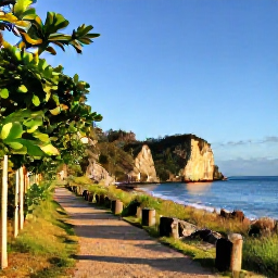 Caribbean Holidays, Cuba Walking Holidays, A bright December morning on a quiet Cuban coastal walking trail, with tropical vegetation, limestone cliffs and blue Caribbean water