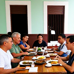 Caribbean Holidays, Cuba Walking Holidays, A friendly group of walkers sharing a meal at a traditional Cuban restaurant in Havana, with local dishes and live music