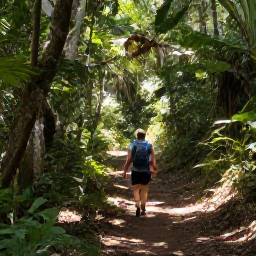 Caribbean Holidays, Cuba Walking Holidays, A hiker on a shaded forest trail in the Sierra Maestra mountains of eastern Cuba