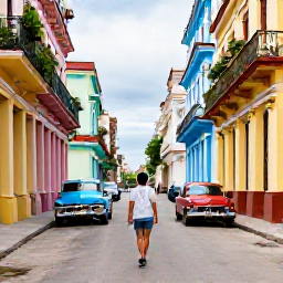 Caribbean Holidays, Cuba Walking Holidays, A walker exploring the colourful streets of Havana near historic colonial buildings and classic cars