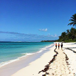 Caribbean Holidays, Cuba Walking Holidays, Walkers following a coastal path beside turquoise Caribbean water and white sand in Cuba