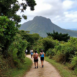 Caribbean Holidays, Cuba Walking Holidays, Walkers on a forest path in the Sierra Maestra mountains overlooking the Cuban coast
