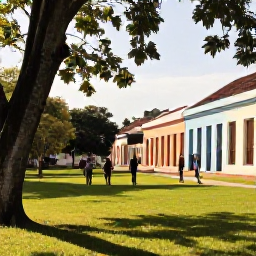 Caribbean Holidays, Cuba Wellness Breaks, Travellers walking through a leafy Cuban garden near a colonial town, with warm October sunshine and colourful architecture