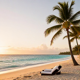 Caribbean Holidays, Cuba Wellness January, Quiet Cuban beach at sunrise in January, soft golden light, calm turquoise sea, palm trees and a relaxed wellness holiday atmosphere