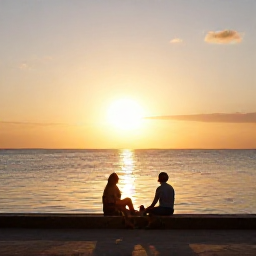 Caribbean Holidays, Cuba Wellness Retreats, Relaxed evening in Cuba with a couple enjoying a sunset beside the sea and soft golden light