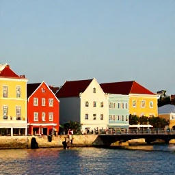 Caribbean Holidays, Cura&ccedil;ao Adults Only, Colourful Willemstad waterfront in Cura&ccedil;ao with pastel buildings, a historic bridge and visitors exploring in warm August light