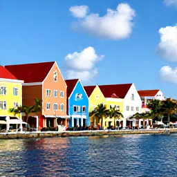 Caribbean Holidays, Cura&ccedil;ao Adults Only, Colourful Willemstad waterfront with Dutch colonial buildings, palm trees and people enjoying a sunny Caribbean day
