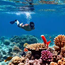 Caribbean Holidays, Cura&ccedil;ao Adventure, A snorkeller swimming above a colourful coral reef and tropical fish in the clear waters of Cura&ccedil;ao
