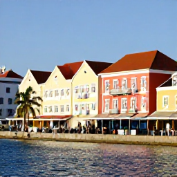 Caribbean Holidays, Cura&ccedil;ao All Inclusive, Colourful colonial buildings in Willemstad beside a waterfront, with pedestrians enjoying the sunny afternoon