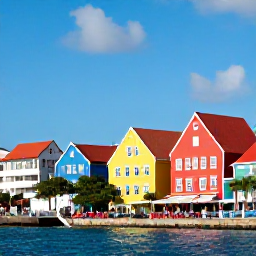 Caribbean Holidays, Cura&ccedil;ao August Breaks, Bright Willemstad waterfront in Cura&ccedil;ao with colourful Dutch colonial buildings, clear blue sky and people enjoying a relaxed summer city break