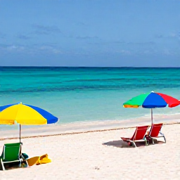 Caribbean Holidays, Cura&ccedil;ao Beach Holidays, A sunny Cura&ccedil;ao beach with clear turquoise water, pale sand, colourful beach umbrellas and a relaxed June holiday atmosphere