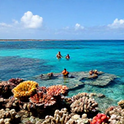 Caribbean Holidays, Cura&ccedil;ao Beach Holidays, Travellers snorkelling above a colourful coral reef in clear Cura&ccedil;ao water, sunny July conditions