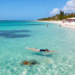 Caribbean Holidays, Curacao Beach Holidays, Visitors swimming and snorkelling in transparent water beside a sheltered Curacao beach, with colourful fish visible below