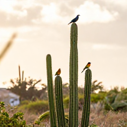 Caribbean Holidays, Cura&ccedil;ao Birdwatching, Colourful Caribbean birds perched among cacti and scrub in Cura&ccedil;ao during the bright early morning