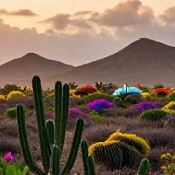 Caribbean Holidays, Cura&ccedil;ao Birdwatching, Colourful Cura&ccedil;ao landscape at dawn with cactus scrub, low hills and tropical birds in natural habitat
