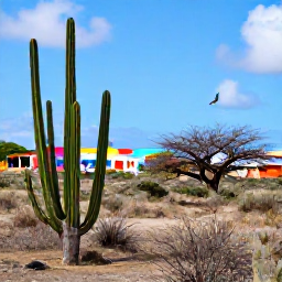 Caribbean Holidays, Cura&ccedil;ao Birdwatching, Colourful Cura&ccedil;ao landscape with cactus, dry woodland and a bright Caribbean sky, suitable for birdwatching
