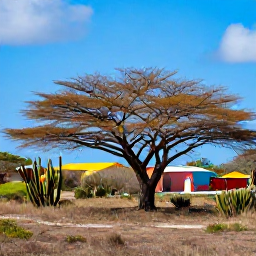 Caribbean Holidays, Cura&ccedil;ao Birdwatching, Colourful Cura&ccedil;ao landscape with dry woodland, cacti and a bright Caribbean sky, suitable for birdwatching
