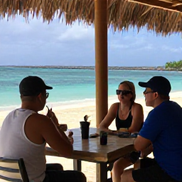 Caribbean Holidays, Cura&ccedil;ao Birdwatching, Friendly travellers relaxing at a shaded Cura&ccedil;ao caf&eacute; after a morning of birdwatching
