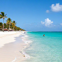 Caribbean Holidays, Cura&ccedil;ao Business Class, A quiet Cura&ccedil;ao beach with clear turquoise water, soft sand, palm trees and a snorkeller in February sunshine