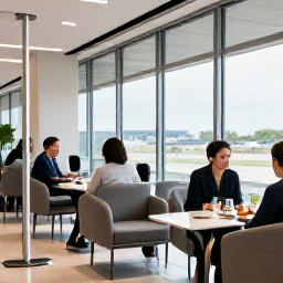 Caribbean Holidays, Cura&ccedil;ao Business Class, Business class travellers relaxing in a bright airport lounge before a flight to Cura&ccedil;ao