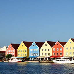 Caribbean Holidays, Cura&ccedil;ao Business Class, Colourful waterfront buildings and boats in Willemstad, Cura&ccedil;ao, under bright October sunshine