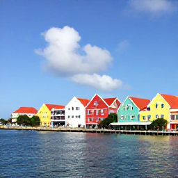 Caribbean Holidays, Cura&ccedil;ao Business Class, Sunny Willemstad waterfront in Cura&ccedil;ao with colourful Dutch colonial buildings and calm blue water