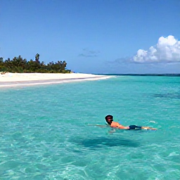 Caribbean Holidays, Cura&ccedil;ao Business Class, Traveller snorkelling above clear turquoise water beside a sandy beach in Cura&ccedil;ao