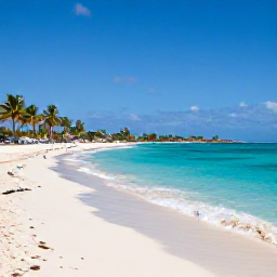 Caribbean Holidays, Cura&ccedil;ao Business Class, White sandy beach with clear turquoise water, colourful snorkellers and palm trees on the coast of Cura&ccedil;ao