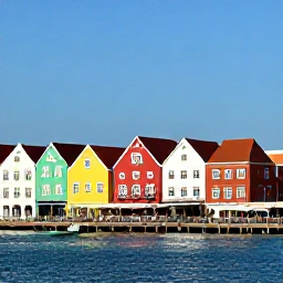 Caribbean Holidays, Cura&ccedil;ao City Breaks, Colourful colonial buildings and waterfront caf&eacute;s in Willemstad, Cura&ccedil;ao, on a bright July morning