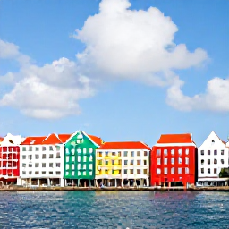 Caribbean Holidays, Curacao City Breaks, Colourful Dutch colonial buildings along the waterfront in Willemstad, Curacao, under a bright May sky
