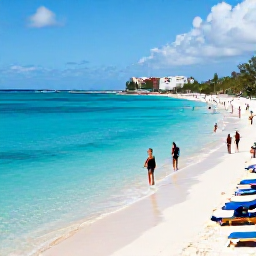 Caribbean Holidays, Curacao City Breaks, Curacao beach with clear turquoise water, white sand, sun loungers and snorkellers on a bright November day