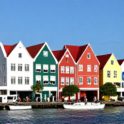 Caribbean Holidays, Cura&ccedil;ao City Breaks, Pastel Dutch colonial buildings along the Handelskade waterfront in Willemstad, with pedestrians and small boats