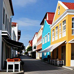 Caribbean Holidays, Cura&ccedil;ao City Breaks, Pedestrian street in Punda, Willemstad, with colourful fa&ccedil;ades, local shops and outdoor caf&eacute; tables