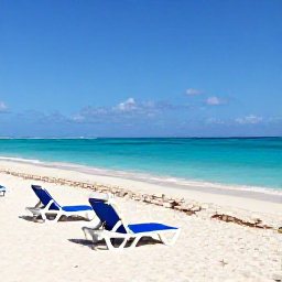 Caribbean Holidays, Cura&ccedil;ao City Breaks, Turquoise Caribbean water, white sand and sun loungers at a quiet Cura&ccedil;ao beach in July