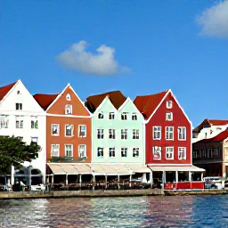 Caribbean Holidays, Curacao City Breaks, Vibrant Handelskade waterfront in Willemstad with colourful Dutch colonial buildings, caf&eacute;s and pedestrians