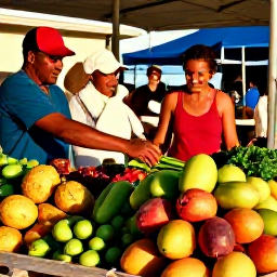 Caribbean Holidays, Cura&ccedil;ao Cooking Holidays, Local Cura&ccedil;ao market with colourful tropical fruit, vegetables, herbs, spices and friendly vendors in warm morning light