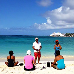 Caribbean Holidays, Curacao Cooking Holidays, Sunny Curacao coastline near Willemstad with turquoise water, sandy beach and relaxed travellers after a cooking class