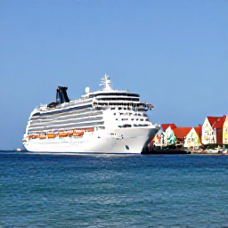 Caribbean Holidays, Cura&ccedil;ao Cruises February, A cruise ship approaching Willemstad harbour in bright February sunshine, with colourful Dutch colonial buildings and calm turquoise water