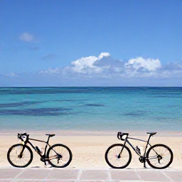Caribbean Holidays, Curacao Cycling Holidays, Road cyclists stopping beside a quiet Cura&ccedil;ao beach, with bicycles in the foreground and calm blue Caribbean water behind