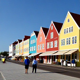 Caribbean Holidays, Curacao December Holidays, Colourful historic buildings and a waterfront street in Willemstad, Curacao, with visitors exploring in December sunshine