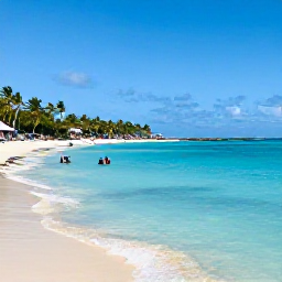 Caribbean Holidays, Cura&ccedil;ao December Holidays, Cura&ccedil;ao beach on a sunny December day, calm turquoise water, snorkellers near the shore and palm trees beside a sandy cove