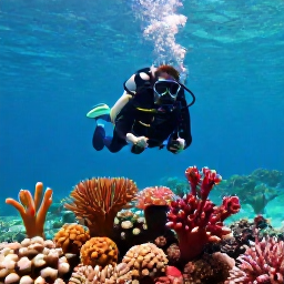 Caribbean Holidays, Cura&ccedil;ao Diving July, Scuba diver exploring a colourful coral reef in clear turquoise water off Cura&ccedil;ao during July