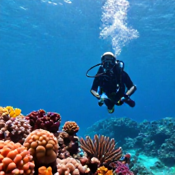 Caribbean Holidays, Cura&ccedil;ao Diving October, Scuba diver exploring a colourful coral reef in clear turquoise water off Cura&ccedil;ao in October