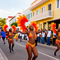 Caribbean Holidays, Cura&ccedil;ao February Holidays, Colourful Cura&ccedil;ao Carnival parade in Willemstad with dancers, musicians and bright costumes under warm Caribbean sunshine