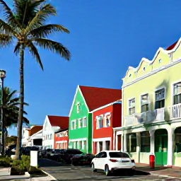 Caribbean Holidays, Cura&ccedil;ao February Holidays, Colourful Cura&ccedil;ao street scene during February, with Dutch Caribbean architecture, palm trees and bright sunshine