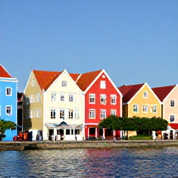 Caribbean Holidays, Cura&ccedil;ao February Holidays, Historic pastel-coloured buildings along the waterfront in Willemstad, Cura&ccedil;ao, with pedestrians and sunny blue skies