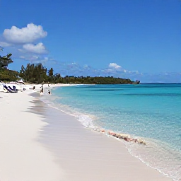 Caribbean Holidays, Curacao February Holidays, Quiet Curacao beach with clear shallow water, white sand, sun loungers and snorkellers enjoying a calm sunny day
