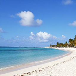 Caribbean Holidays, Cura&ccedil;ao February Holidays, Sunny Cura&ccedil;ao beach in February with calm turquoise water, white sand, palm trees and bright blue Caribbean sky