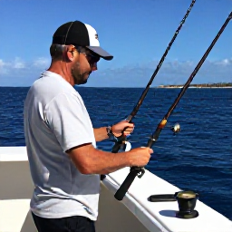 Caribbean Holidays, Cura&ccedil;ao Fishing April, Anglers preparing rods and tackle aboard a comfortable charter boat near Cura&ccedil;ao