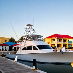 Caribbean Holidays, Cura&ccedil;ao Fishing December, Anglers preparing rods and tackle on a modern charter boat in a Cura&ccedil;ao marina at sunrise, with colourful waterfront buildings behind them